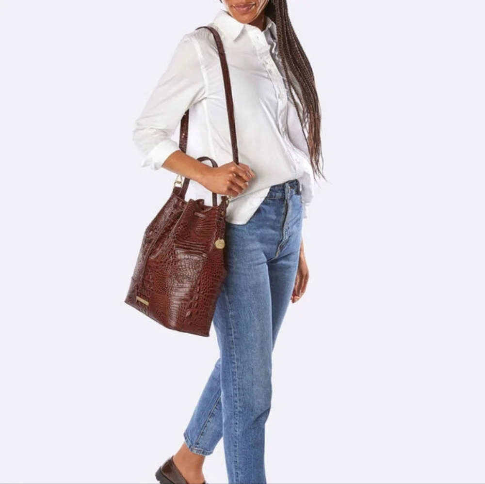 Brahmin Turquoise Croc-Embossed Shoulder Bag - Picture 6 of 14